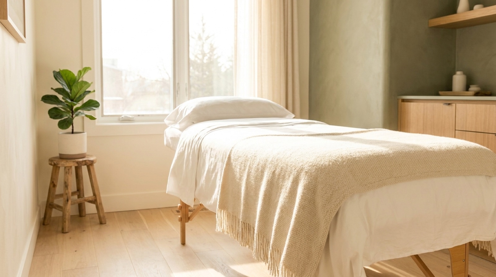 Calm, private treatment room at Beyond Wellness in West Babylon